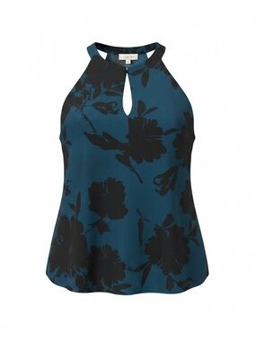 LOFT Teal Halter Neck Floral Keyhole Camisole